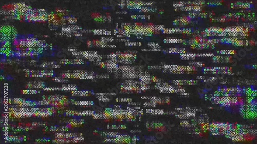 Digital glitch noise texture with pixel distortion and static cyber display overlay for bad signal effect, interruption and technology intro