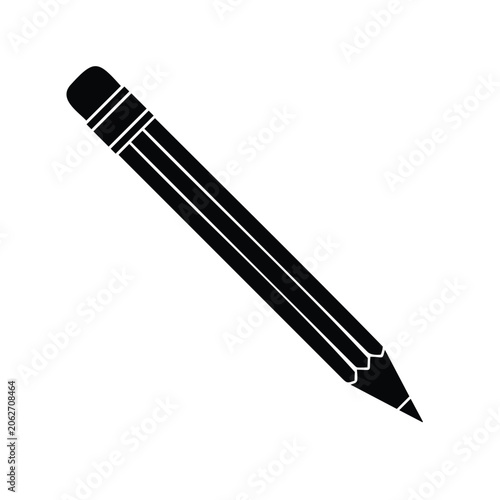Sharp lead pencil writing tool flat icon vector illustration isolated on white background.