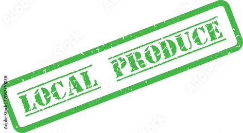 Schilderij op canvas Fresh green Local Produce rubber stamp impression on a clean white background pr