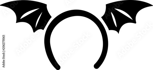 Konstfotografi Silhouette icon set of 6 Halloween headbands featuring devil horns and bat wings for costume and party design