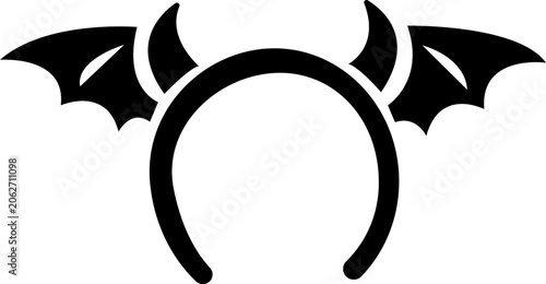 Canvastavla Silhouette icon set of 6 Halloween headbands featuring devil horns and bat wings for costume and party design