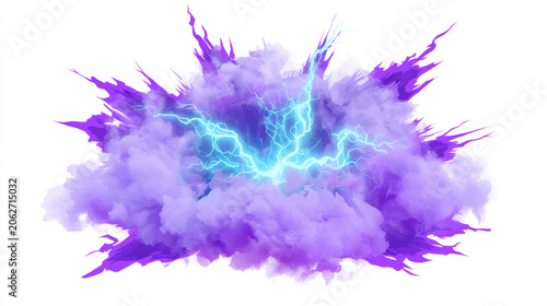 Purple Magical Shockwave Burst with Cyan Lightning