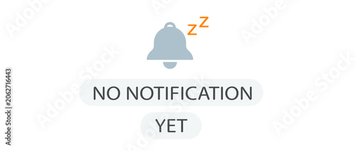 No notification yet concept with sleeping bell icon. Flat vector illustration for empty state UI