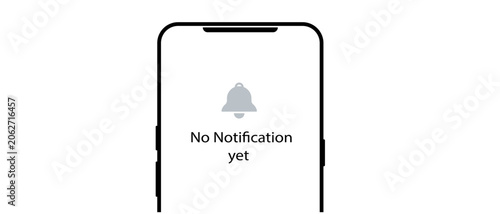 Smartphone with no notification message on screen, minimalist vector illustration