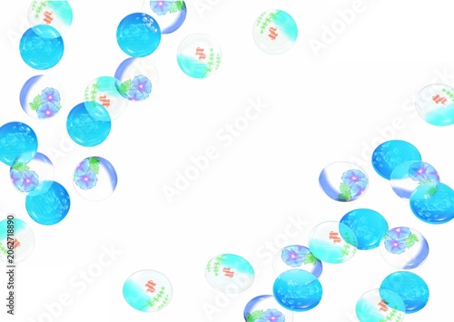 涼しげなおはじきのあしらいセット　青