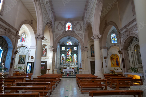 Interior of a medieval church in Melpignano, a small town in the province of Lecce, Italy.