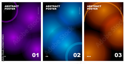 Abstract poster set template with vibrant gradient circles and minimalist typography for modern graphic design layouts
