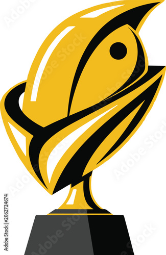 Abstract Golden Trophy Cup Vector Illustration – Winner Award Symbol for Championship and Achievement