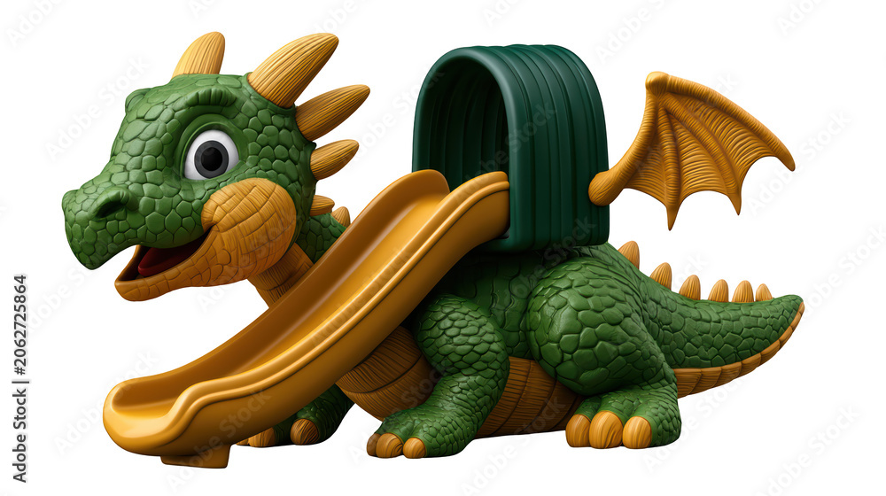 Fototapeta premium Dragon Playground Slide for Children Isolated on Transparent Background
