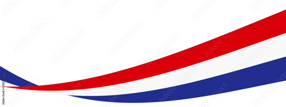 Obraz premium Abstract red white and blue wave pattern. Patriotic ribbon background for celebration or holiday. Vector graphic design element.