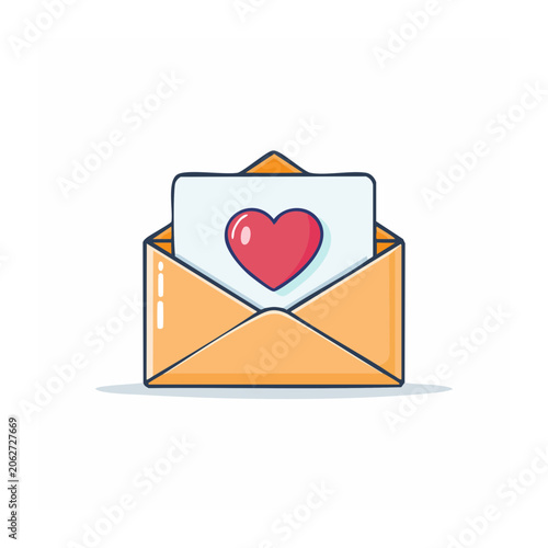 Flat design gift box with heart symbol