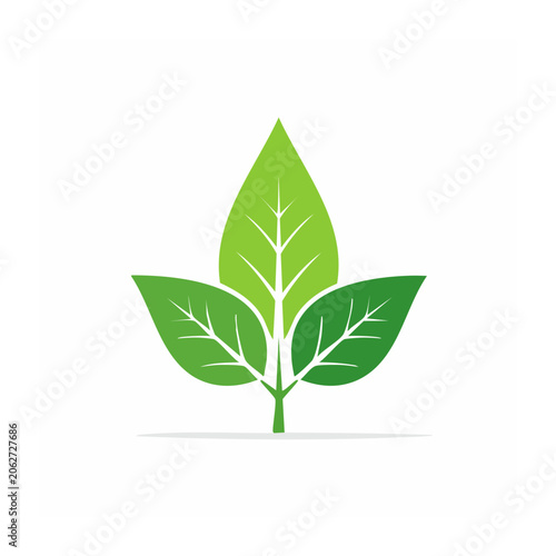 Flat design green plant icon isolated
