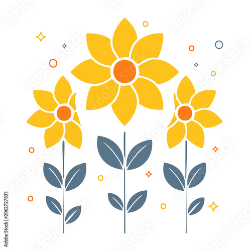Flat design sunflower vector illustration