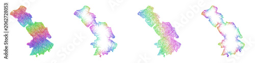Fotografía Rainbow color sketch Astrakhan map design set