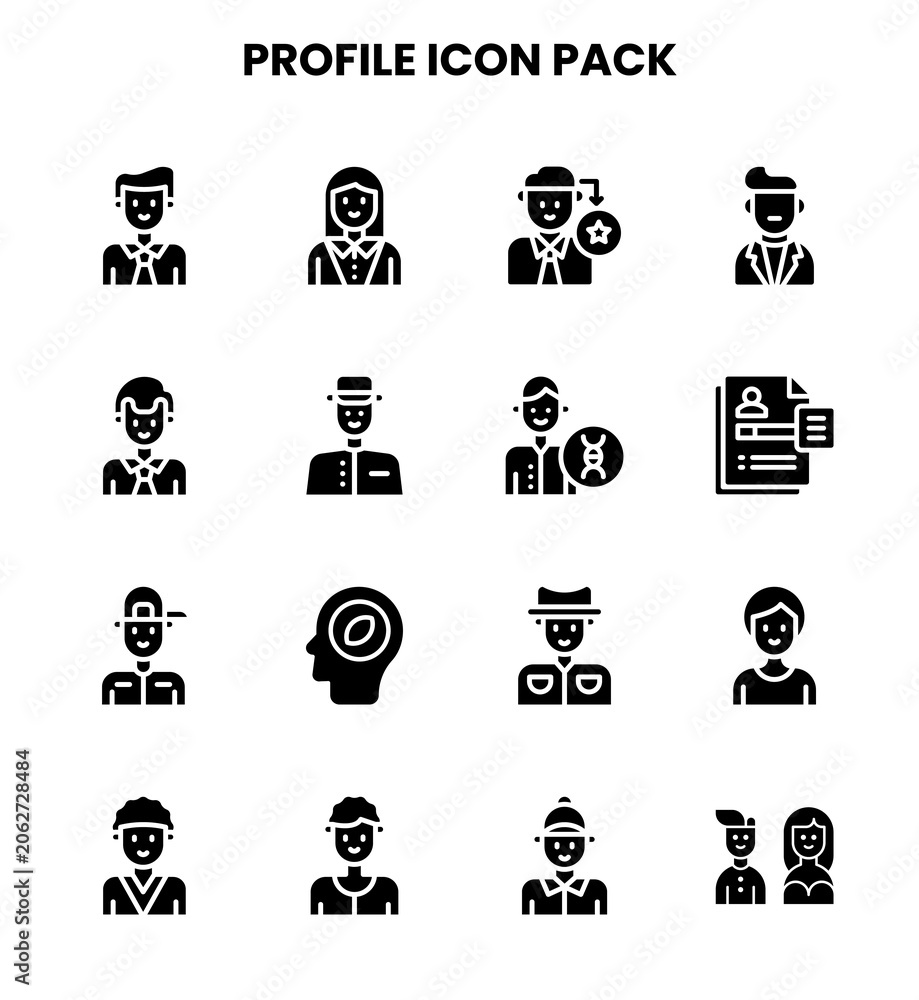 Fototapeta premium Profile Glyph Collection Icons Pack