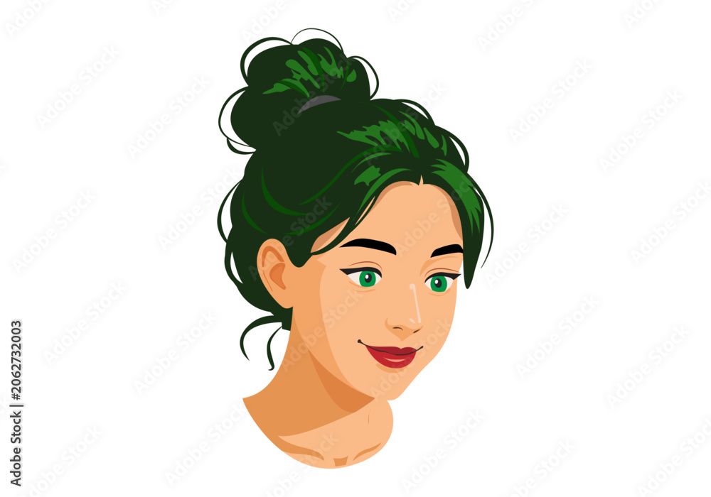 Naklejka premium Female avatar no glasses vector illustration