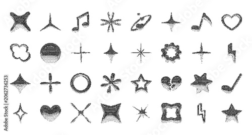 Foto Set of pixel icons in Y2K style