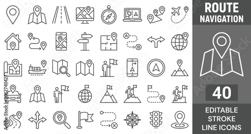 Photos Route web icons in line style