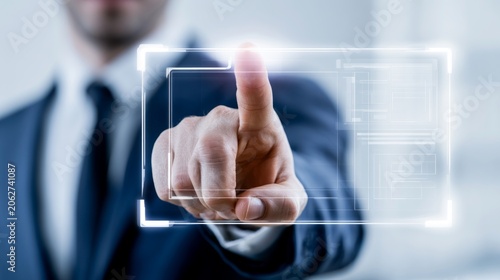 Close-Up of Business Professional Interacting with Digital Interface in Modern Office Setting