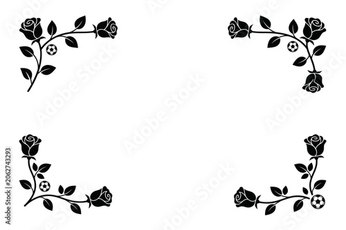 Minimal Black Rose Soccer Corner Frame Vector