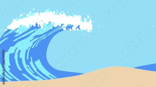 Cartoon Ocean Wave Animated Beach Background
