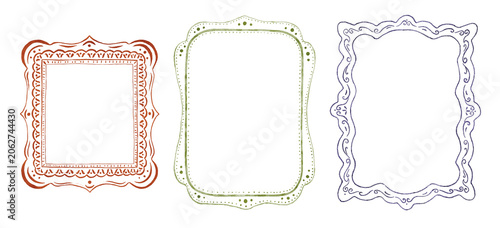 Whimsical Folk Watercolor Decorative Frames in Cottagecore Style. Perfect for invitations, greeting cards, branding, scrapbooking, posters, and vintage-inspired designs.