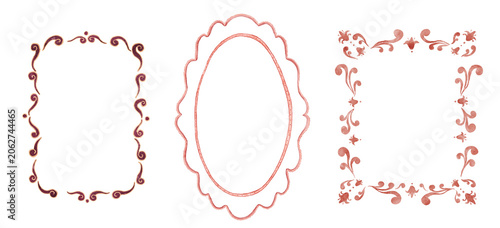 Whimsical Folk Watercolor Decorative Frames in Cottagecore Style. Perfect for invitations, greeting cards, branding, scrapbooking, posters, and vintage-inspired designs.
