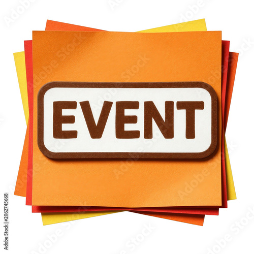 Event Label on Colorful Stacked Paper Mockup