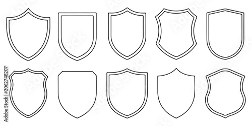 Decorative emblem label and frame templates isolated in black silhouette vector style Blank badge and shield icon collection for branding certification and award design