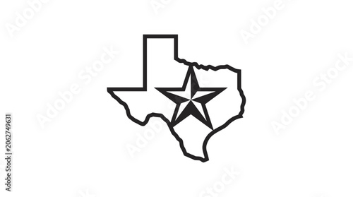 Fotografie Minimalist texas map outline with prominent lone star symbol