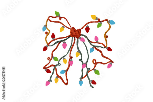 Colorful Christmas Lights Shaped Like a Ribbon Bow Sublimation Design