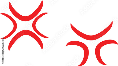 Red Anime Anger Symbol Set on White Background