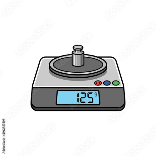 A digital laboratory scale weighing a small metal mass