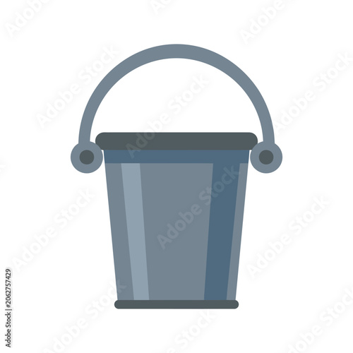 A simple gray metal bucket icon isolated on white background
