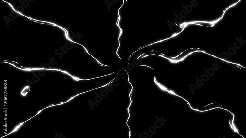 Glowing electric thunderbolt strike effect with intense lightning flash, storm energy burst, plasma arc sparks, dramatic motion graphics overlay, animated vfx transition for action scenes 4k