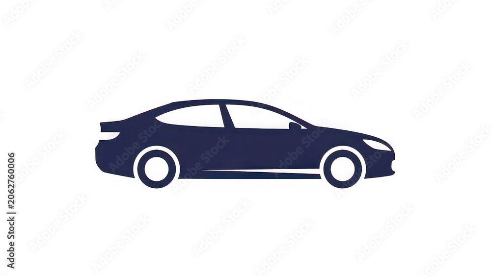 Fototapeta premium A sleek, dark blue car silhouette against a black background, showcasing modern automotive design