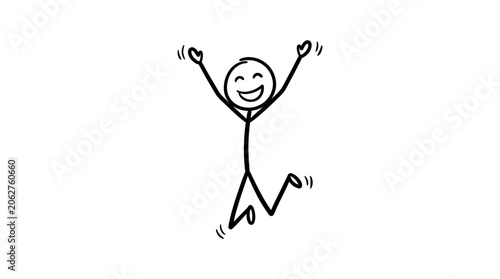 Fotografie A stick figure jumping with joy.