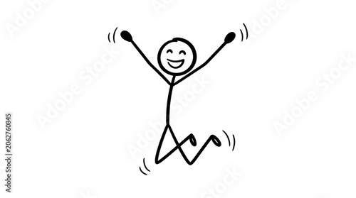 A stick figure jumping with joy.