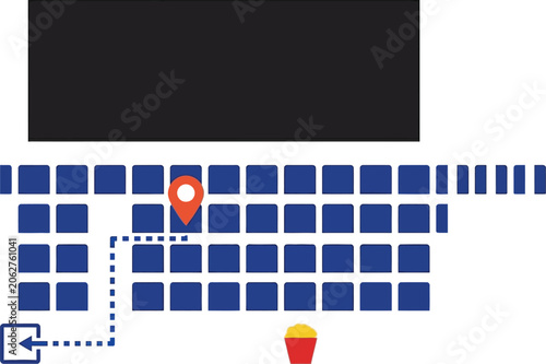 Grid layout features a highlighted square with a location pin and a path leading to an exit icon.