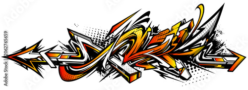 Abstract colorful graffiti art background. Decorative vector arrows shapes in...