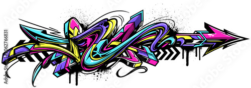 Abstract colorful graffiti art background. Decorative vector arrows shapes in a graffiti style.