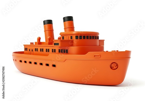 Obraz na płótnie Orange vintage ship illustration 3d model