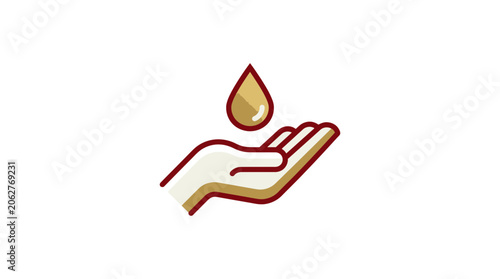 Photos Hand holding golden drop of liquid, concept of care, health, beauty, and preciou