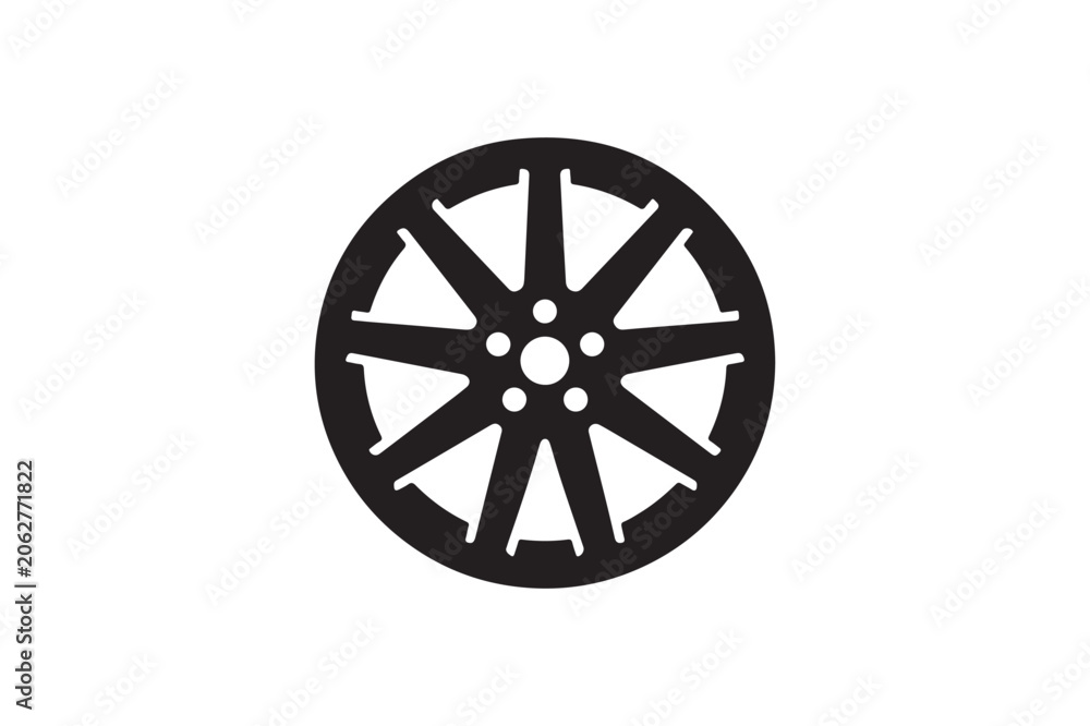 Naklejka premium Alloy Wheel Rim Silhouette Vector Icon