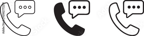 Phone Icon Set Minimalist Telecommunication Vector Silhouettes.
