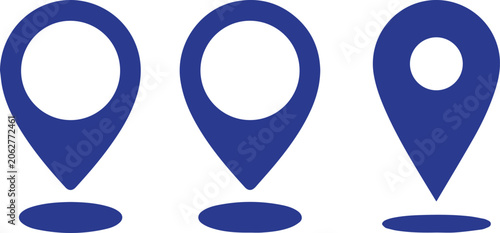 Location pin icon clean outline vector, minimal blue line style, isolated on light background for modern map and navigation UI design