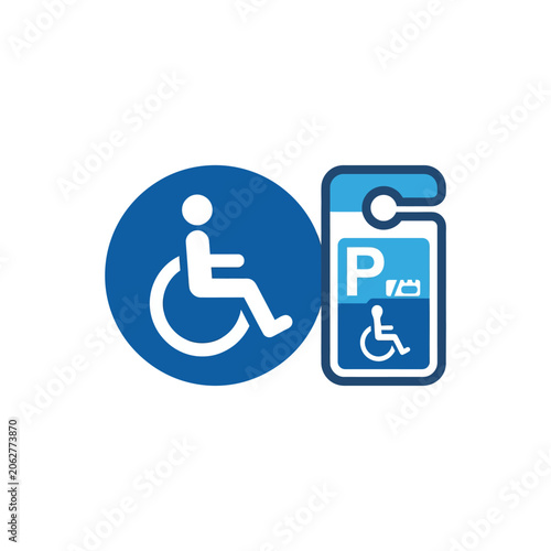 Blue icons for accessible parking and vehicle permit tags