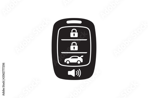 Smart Car Key Fob Silhouette Vector Icon