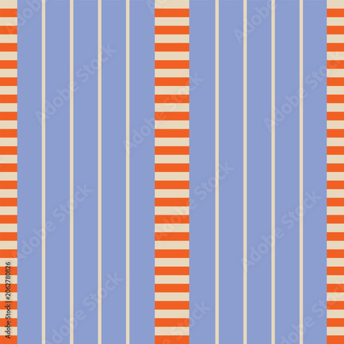 Modern Graphic Surface Pattern Design with a playful, resort-inspired character. Mixed vertical and horizontal stripe seamless repeated pattern