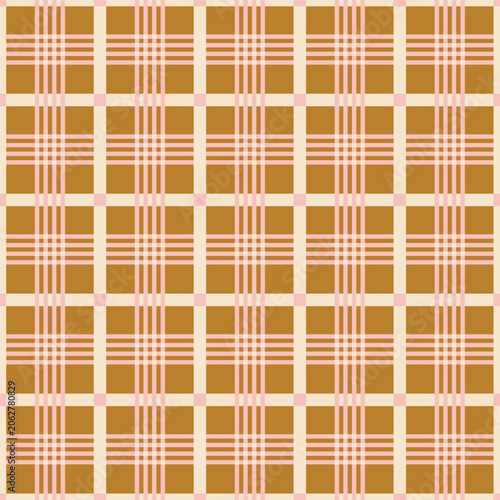 Tartan-inspired plaid seamless repeated pattern with a fine multi-line grid structure. Modern Classic Surface Pattern Design with a refined, woven textile character. 